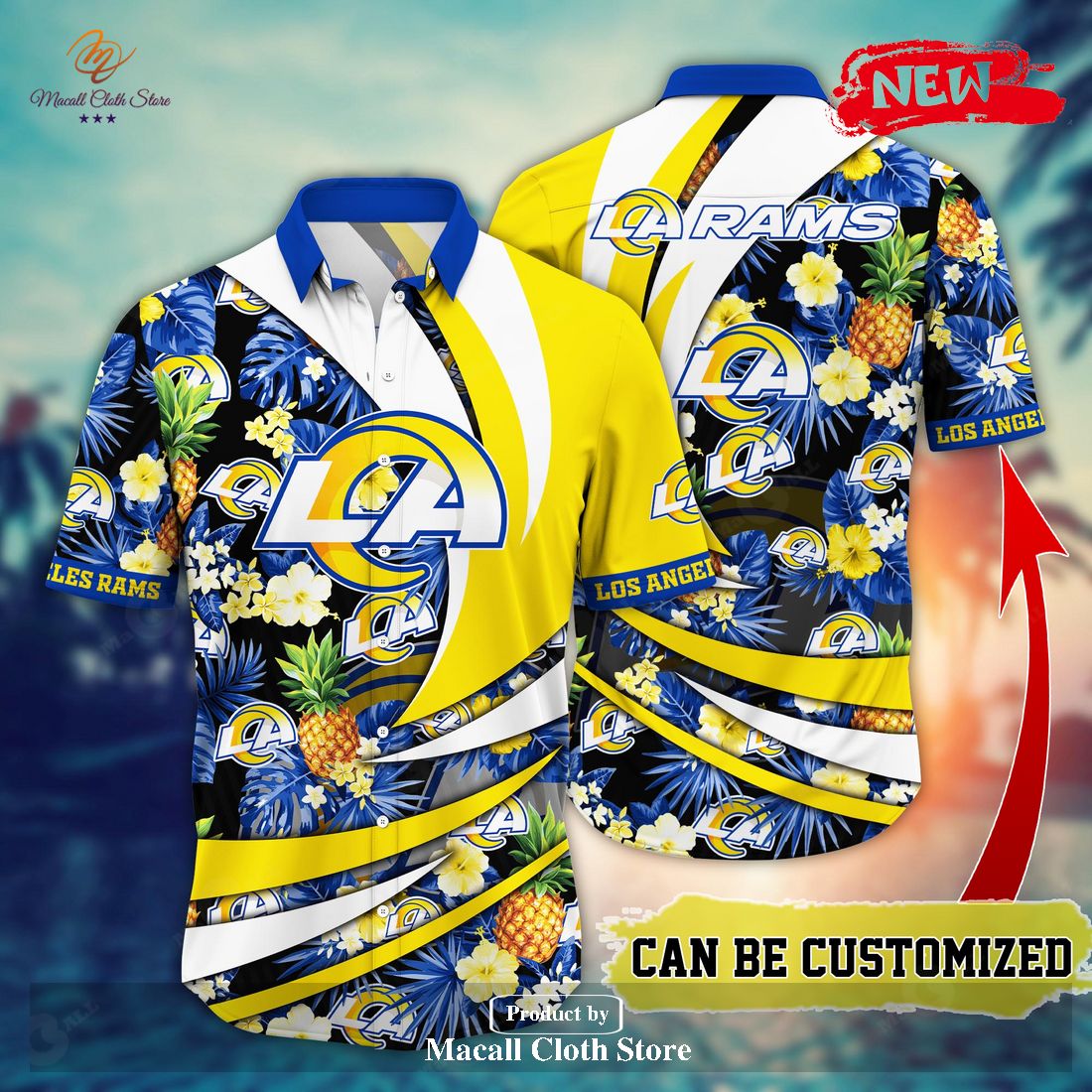 Personalized Name Los Angeles Rams NFL Flower Pineapple Summer Football For Sports Fans Hawaiian Shirt and Short Personalized Name Los Angeles Rams NFL Flower Pineapple Summer Football For Sports Fans Hawaiian Shirt and Short