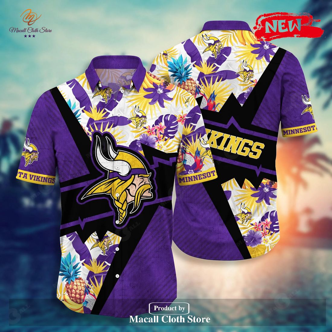 Minnesota Vikings Custom Name NFL Floral Hawaiian Shirt And Shorts