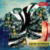 Personalized Name New York Jets NFL Flower Mix Black Summer Football For Sports Fans Hawaiian Shirt and Short