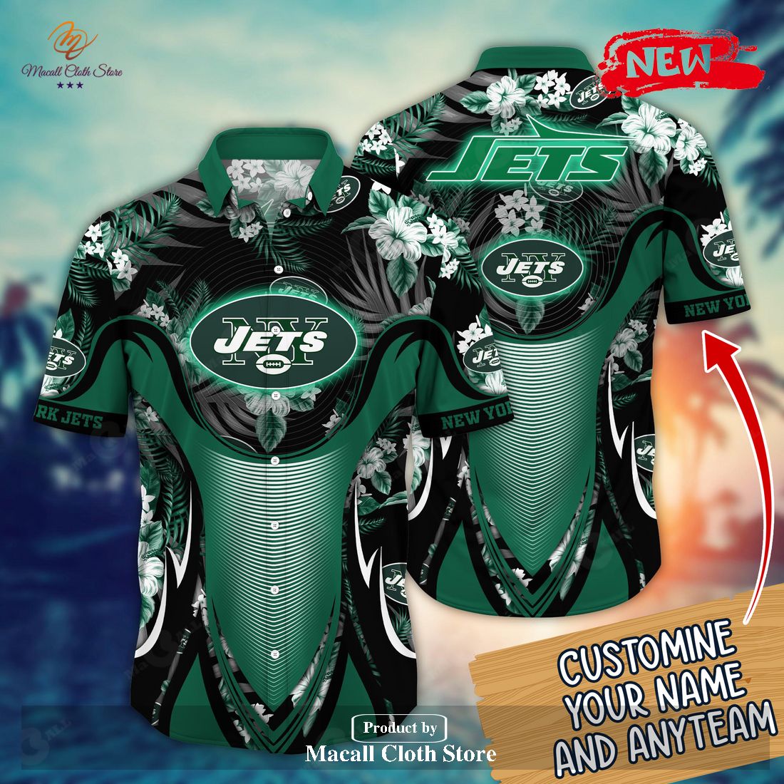 Personalized Name New York Jets NFL Luxury Flower Summer Football For Sports Fans Hawaiian Shirt and Short