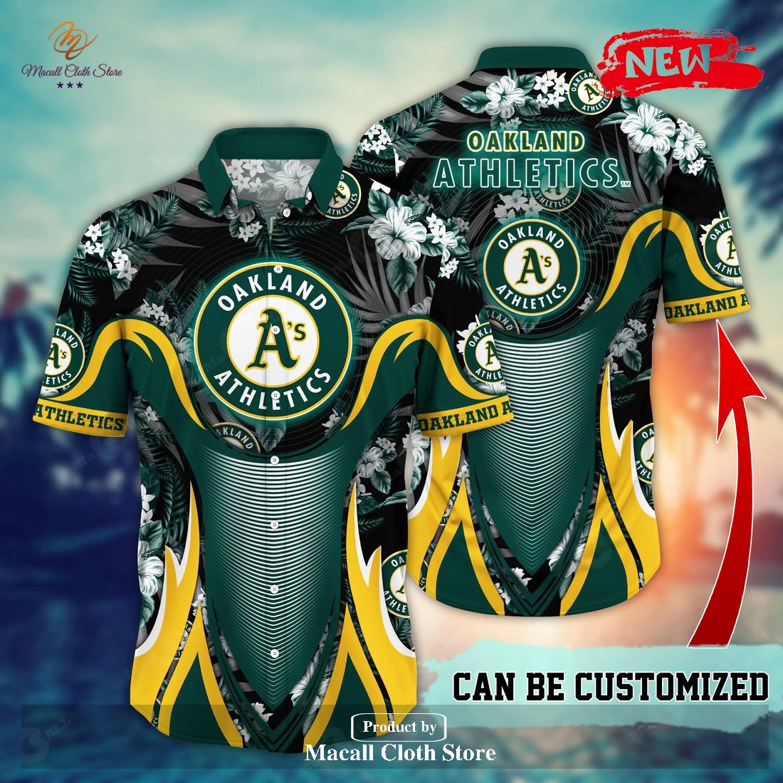 Oakland Athletics MLB Hawaiian Shirt Ocean Hibiscus Custom Name