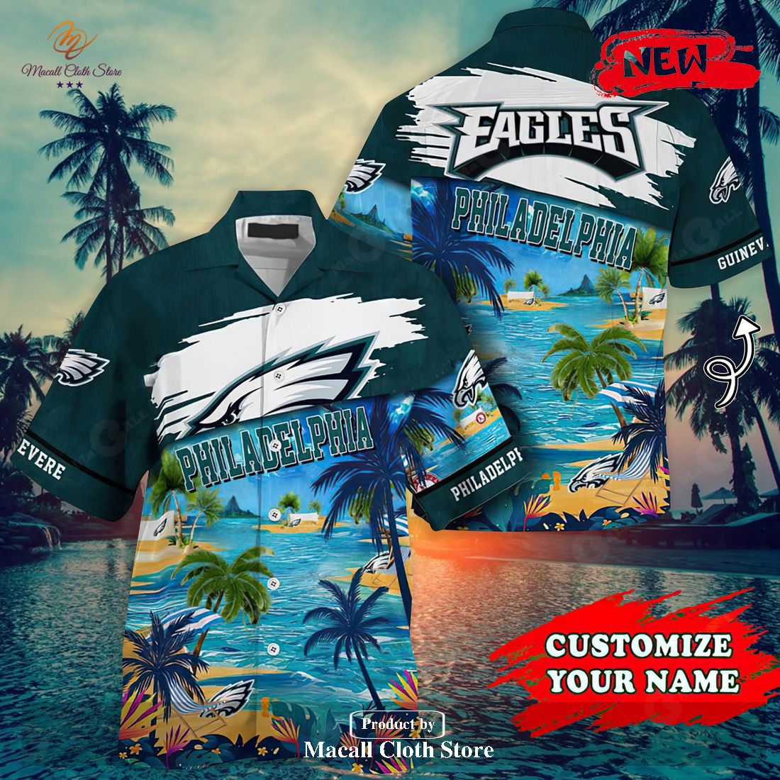 Personalized Name PHILADELPHIA EAGLES Coconut Tree Beach Sports Team Hawaiian Shirt NFL 3D Shirt Personalized Name PHILADELPHIA EAGLES Coconut Tree Beach Sports Team Hawaiian Shirt NFL 3D Shirt