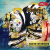 Personalized Name Pittsburgh Steelers NFL Luxury Flower Summer Football For Sports Fans Hawaiian Shirt and Short