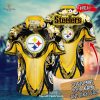 Personalized Name Pittsburgh Steelers NFL Flower Pineapple Summer Football For Sports Fans Hawaiian Shirt and Short
