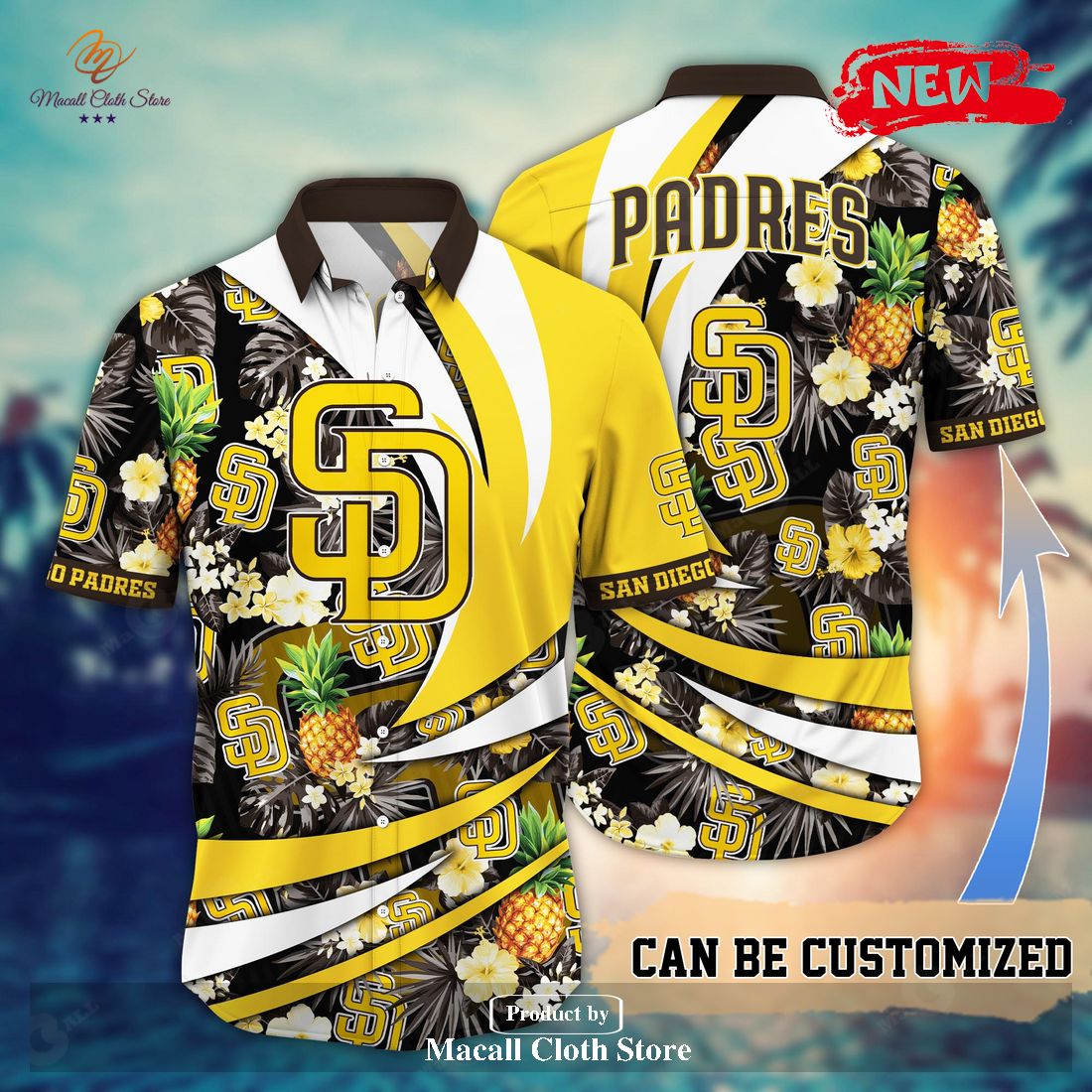 Personalized Name San Diego Padres MLB Flower Pineapple Summer Baseball For Sports Fans Hawaiian Shirt and Short Personalized Name San Diego Padres MLB Flower Pineapple Summer Baseball For Sports Fans Hawaiian Shirt and Short