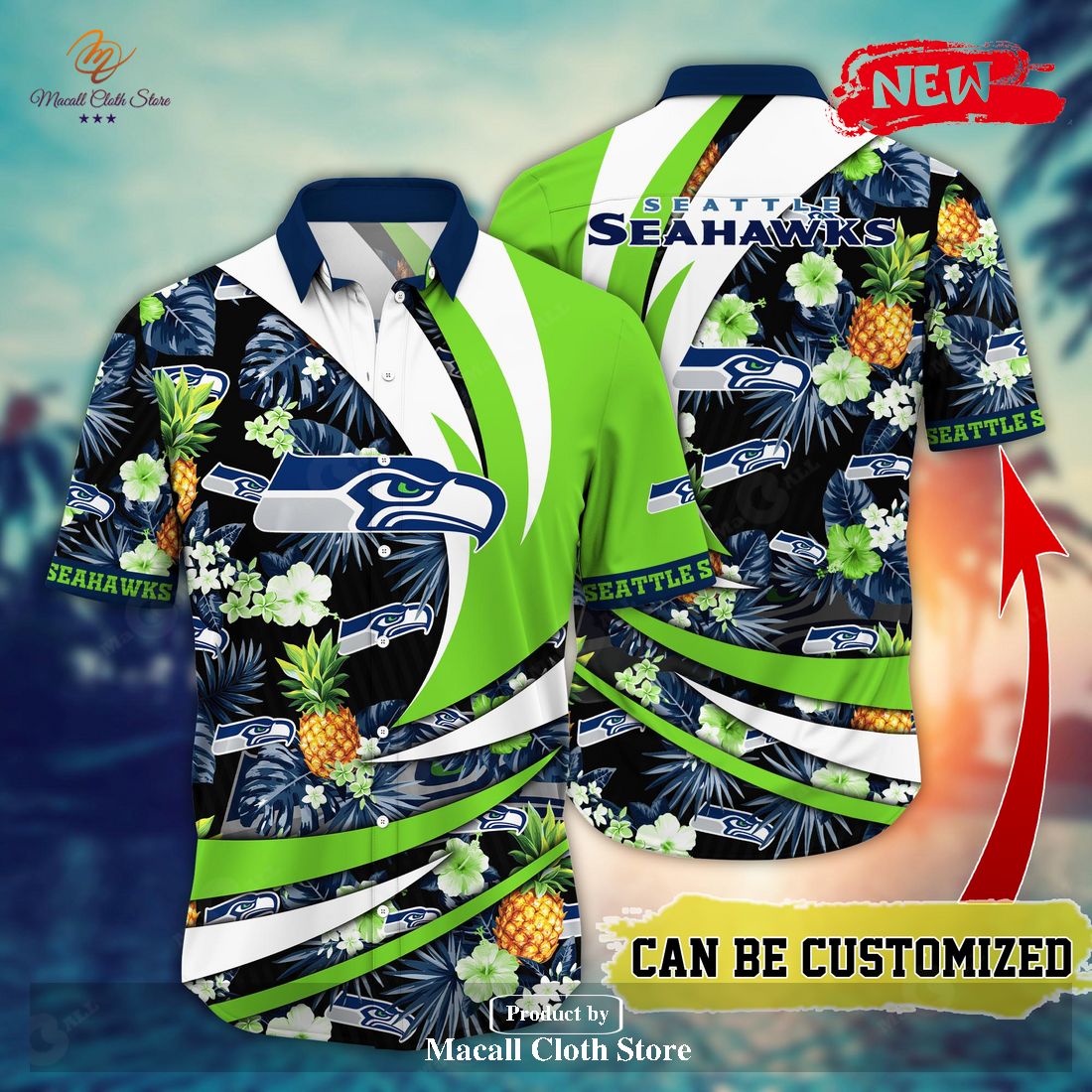Personalized Name Seattle Seahawks NFL Flower Pineapple Summer Football For Sports Fans Hawaiian Shirt and Short Personalized Name Seattle Seahawks NFL Flower Pineapple Summer Football For Sports Fans Hawaiian Shirt and Short