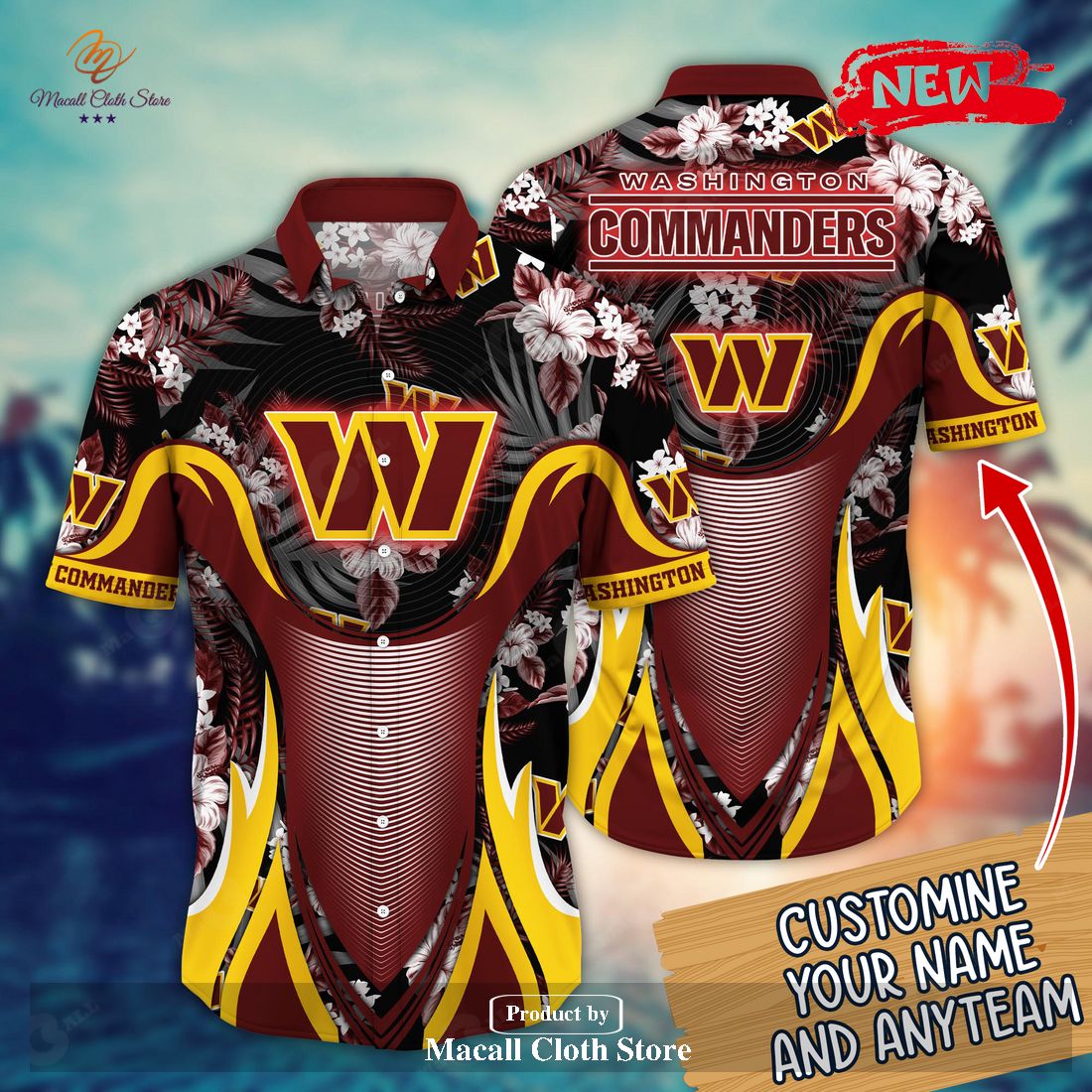 HOT Washington Commanders Big Logo Personalized Name And Number Hawaiian  Shirt