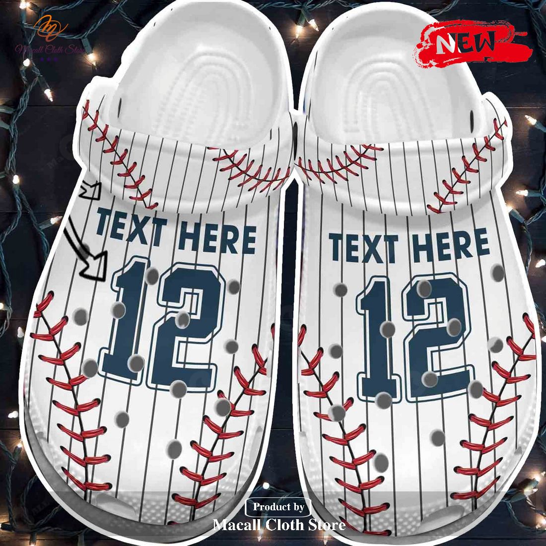 Personalized Name Number Cool White Baseball Crocs Classic Clog Shoes