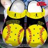 Personalized Name Number Softball Red Caro Crocs Classic Clog Shoes