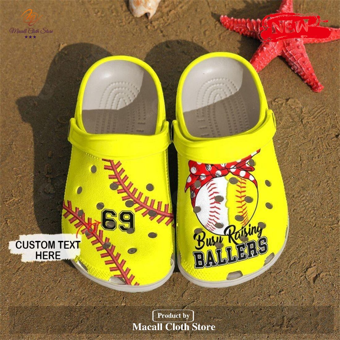 Personalized Number Busy Raising Ballers Softball – Baseball Mom Yellow Crocs Classic Clog Shoes