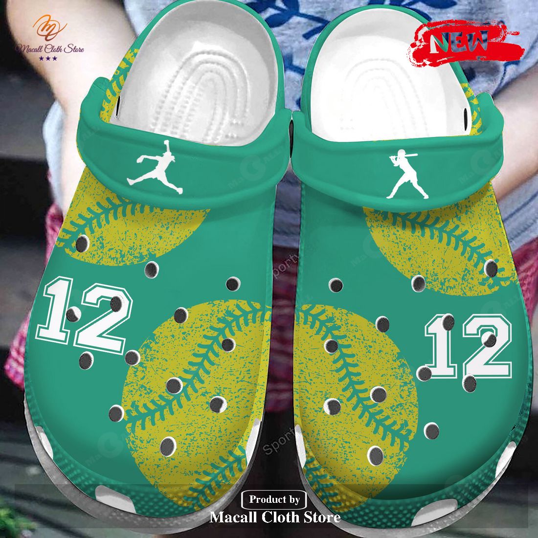Personalized Number Love Softball Crocs Classic Clog Shoes