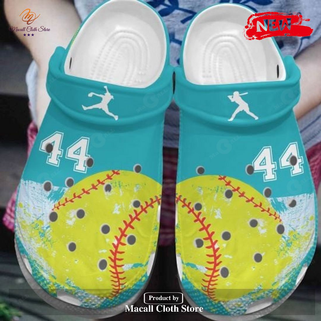 Personalized Number Lovely Softball Green Yellow Crocs Classic Clog Shoes
