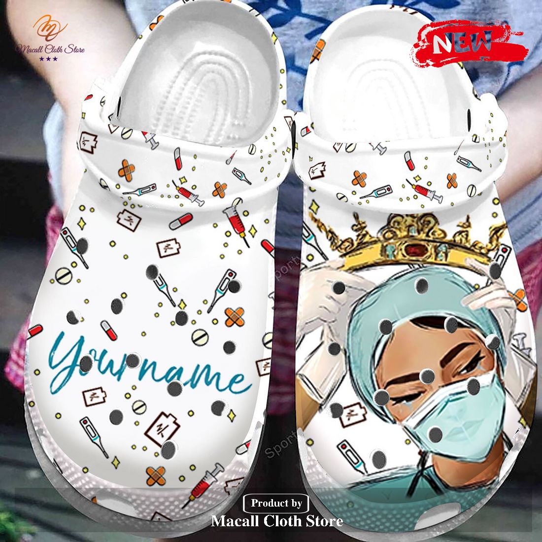 Personalized Number Nurse Queen Crocs Classic Clog Shoes