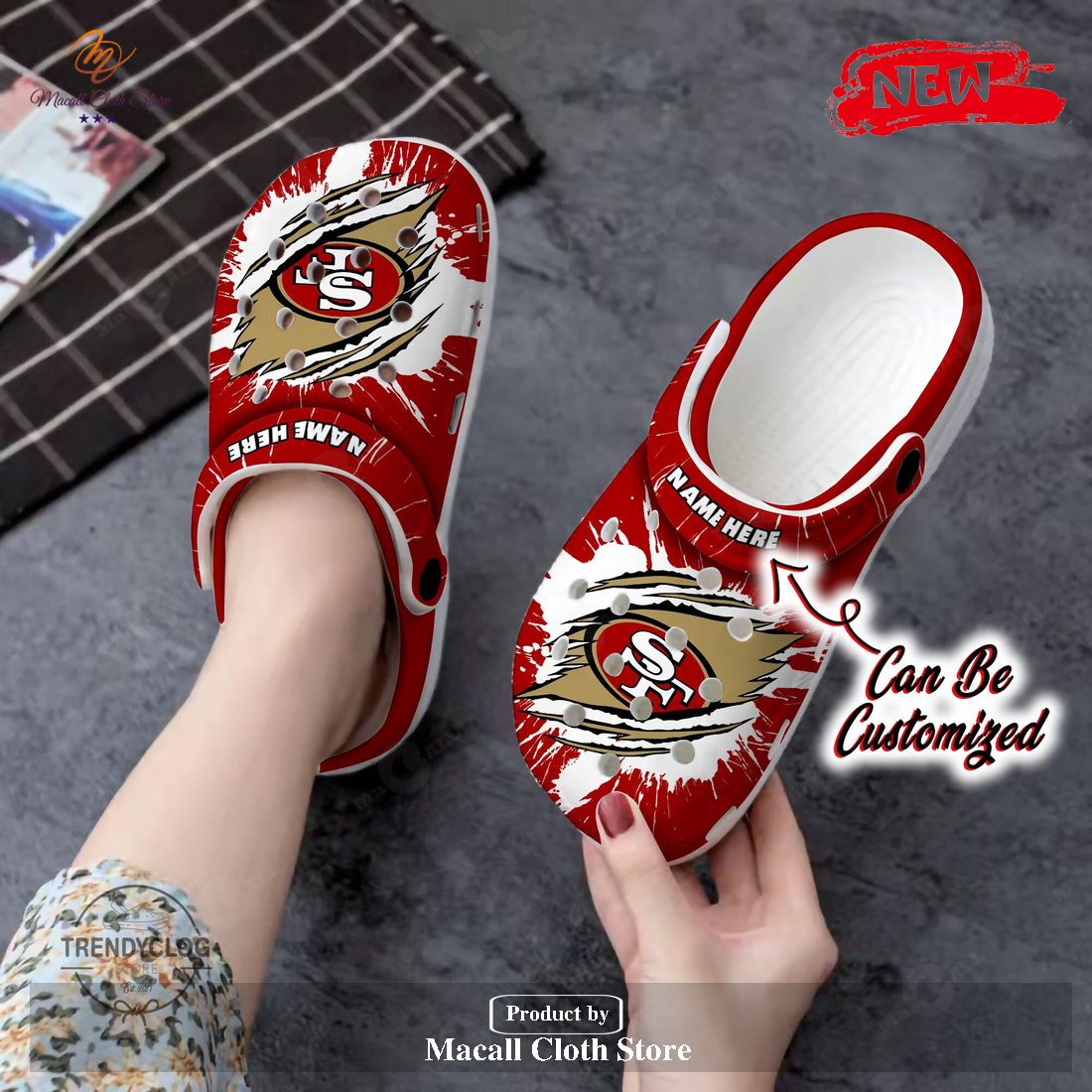 Personalized Name 49ers Crocs Sf 49ers Football Ripped Claw Clog Shoes