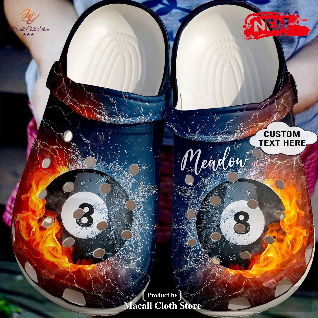 Personalized Name Fire - Water 8 Billiard Ball Crocs Classic Clog Shoes Personalized Name Fire - Water 8 Billiard Ball Crocs Classic Clog Shoes