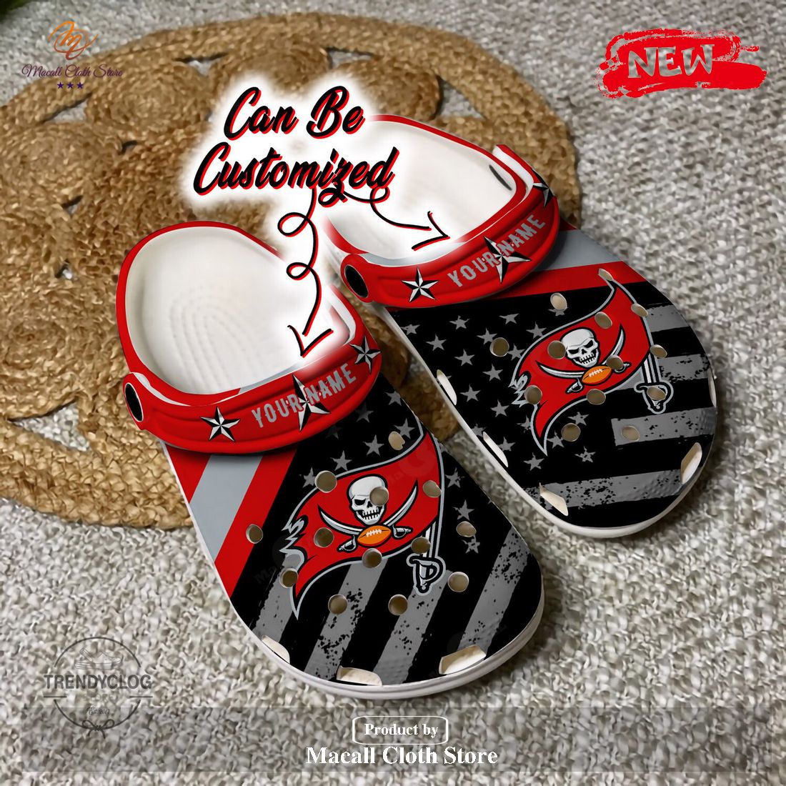 Personalized Name Football Crocs Tb Buccaneers American Flag Clog Shoes