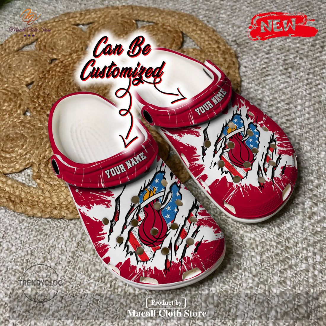 Personalized Name Heats Crocs Mheats Basketball Ripped American Flag Clog Shoes