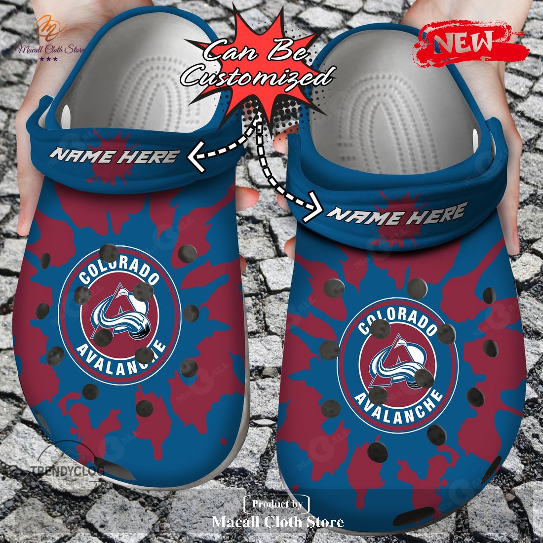 Personalized Name Hockey Crocs Cavalanche Color Splash Clog Shoes