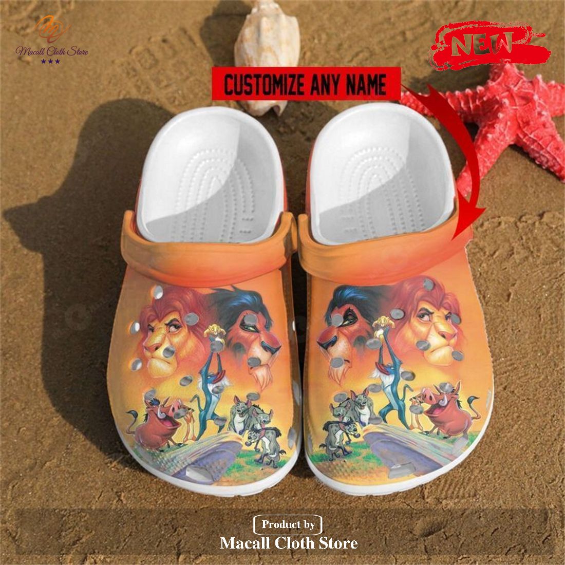 Personalized Name Lion King Rubber Crocs Crocband Clogs Comfy Footwear
