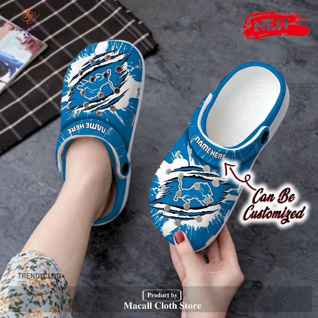 Personalized Name Lions Crocs Dlions Football Ripped Claw Clog Shoes