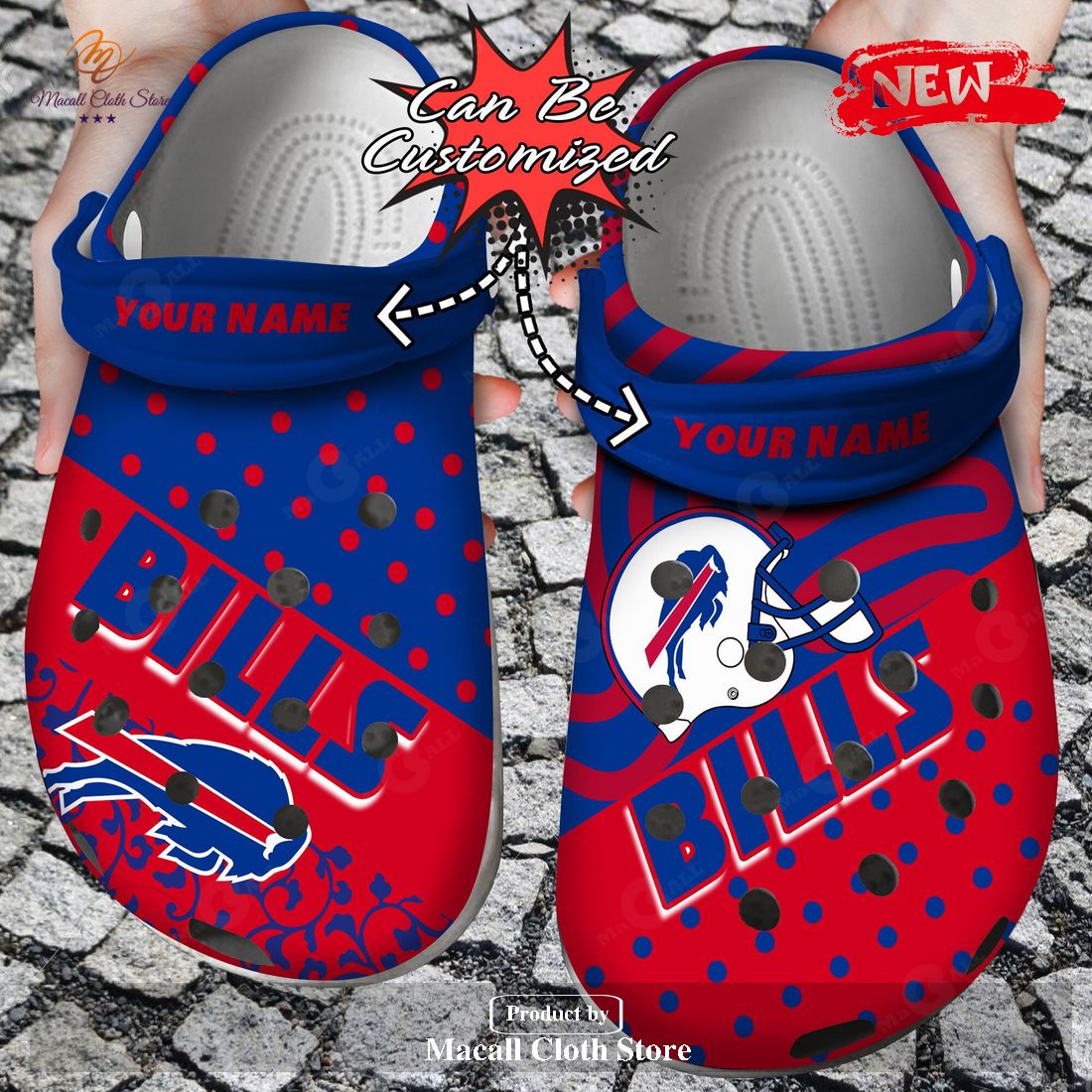 Personalized Name Logo Football Team Polka Dots Colors Crocs Clog Shoes