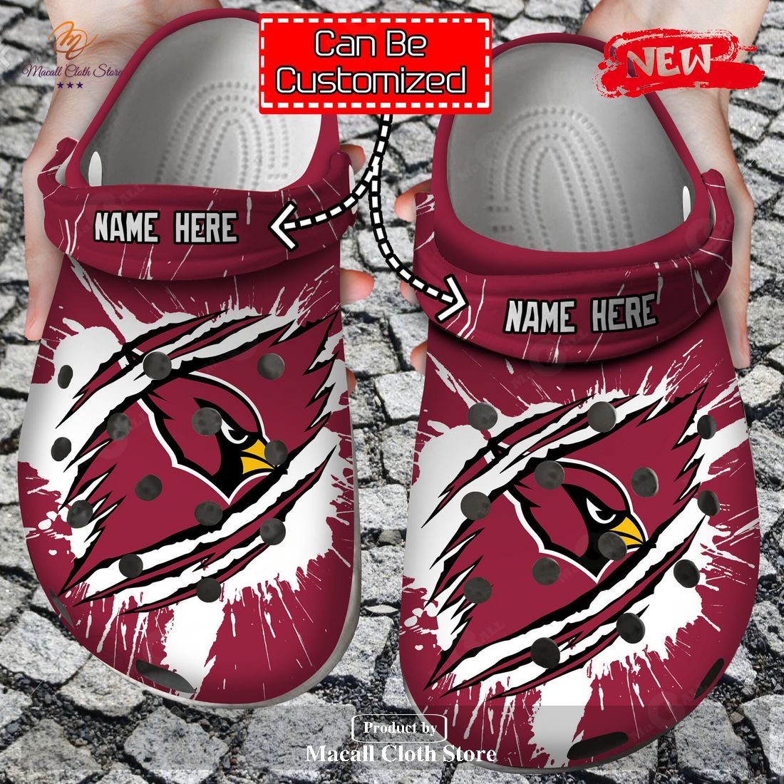 Personalized Name Logo Football Team Ripped Claw Crocs Style Clog Shoes