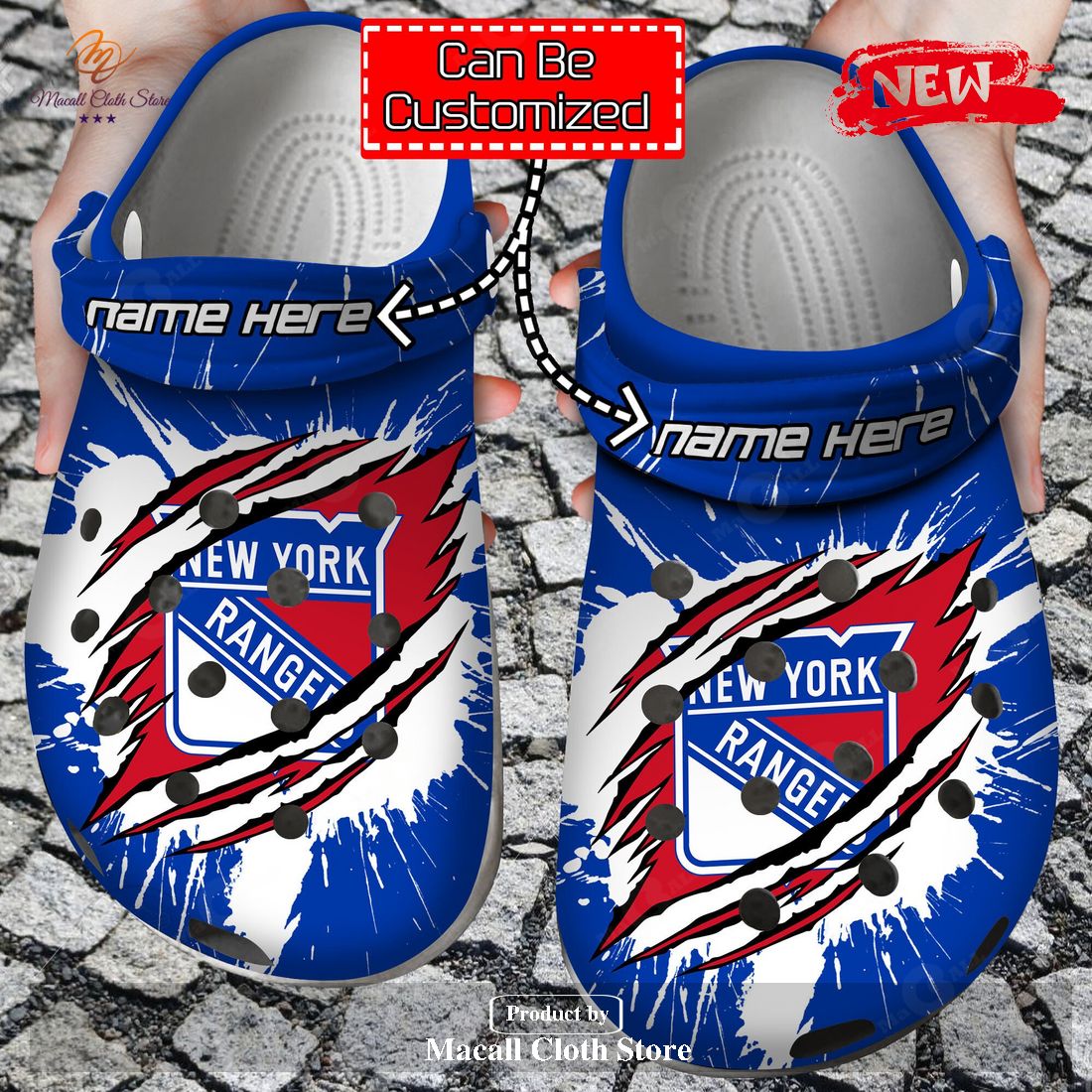 Personalized Name Logo Team Hockey Ripped Claw Crocs Clog Shoes