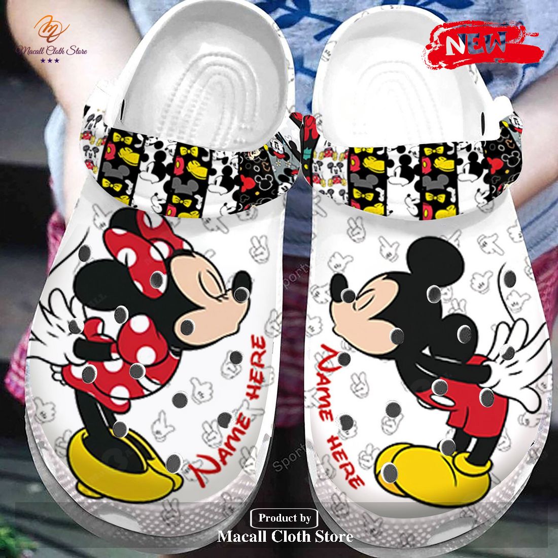 Personalized Name Mickey – Minnie Love Couple Crocs Classic Clog Shoes