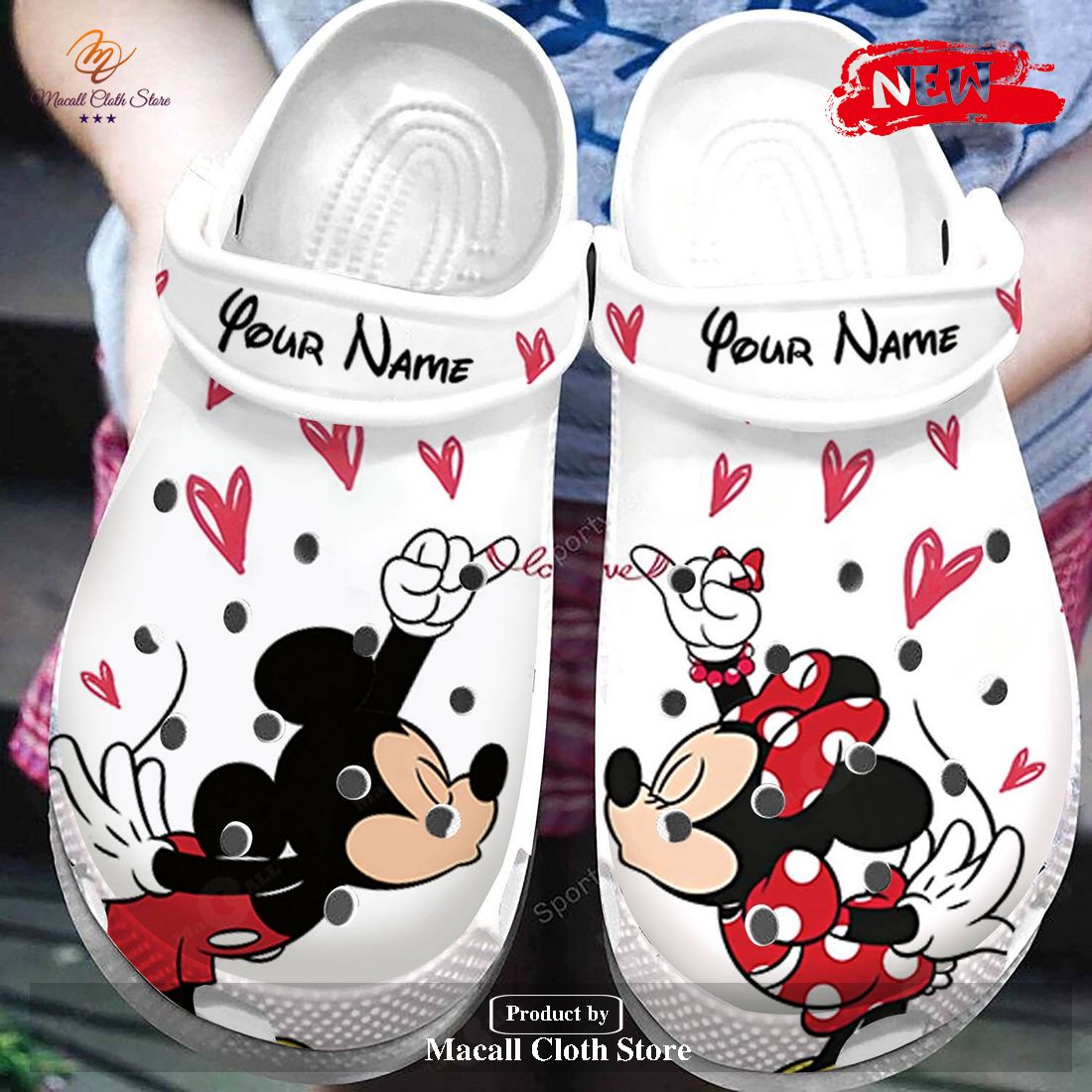 Personalized Name Mickey – Minnie So Cute Love Couple White Crocs Classic Clog Shoes