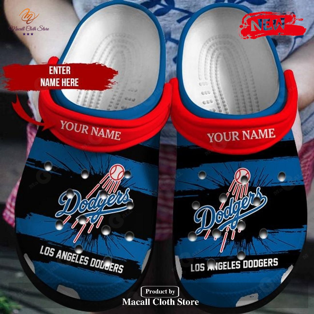 Personalized Name MLB Los Angeles Dodgers Blue Black Crocs Clog Shoes Crocband Clog