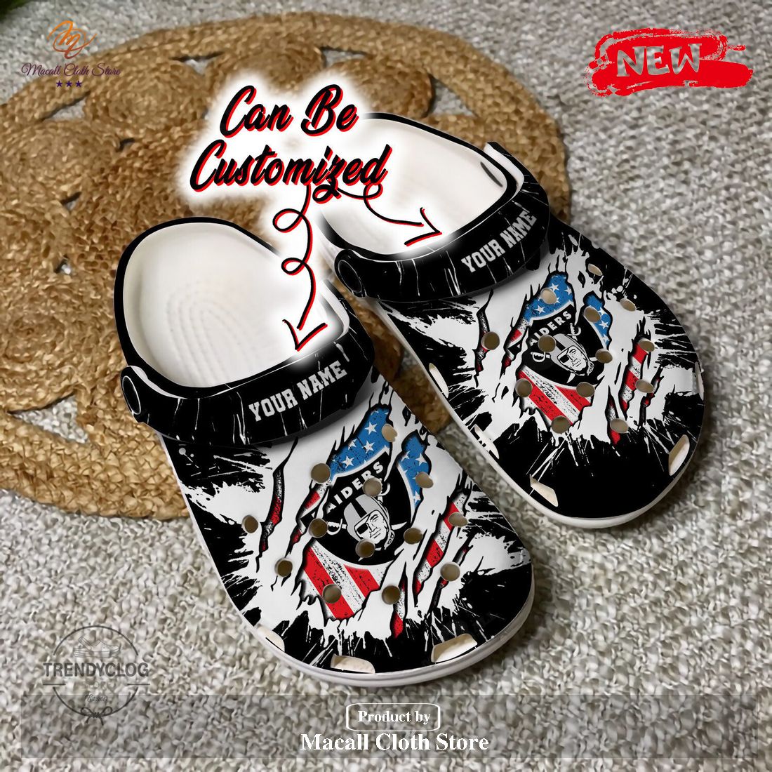 Personalized Name Raiders Crocs Lv Raiders Football Ripped American Flag Clog Shoes