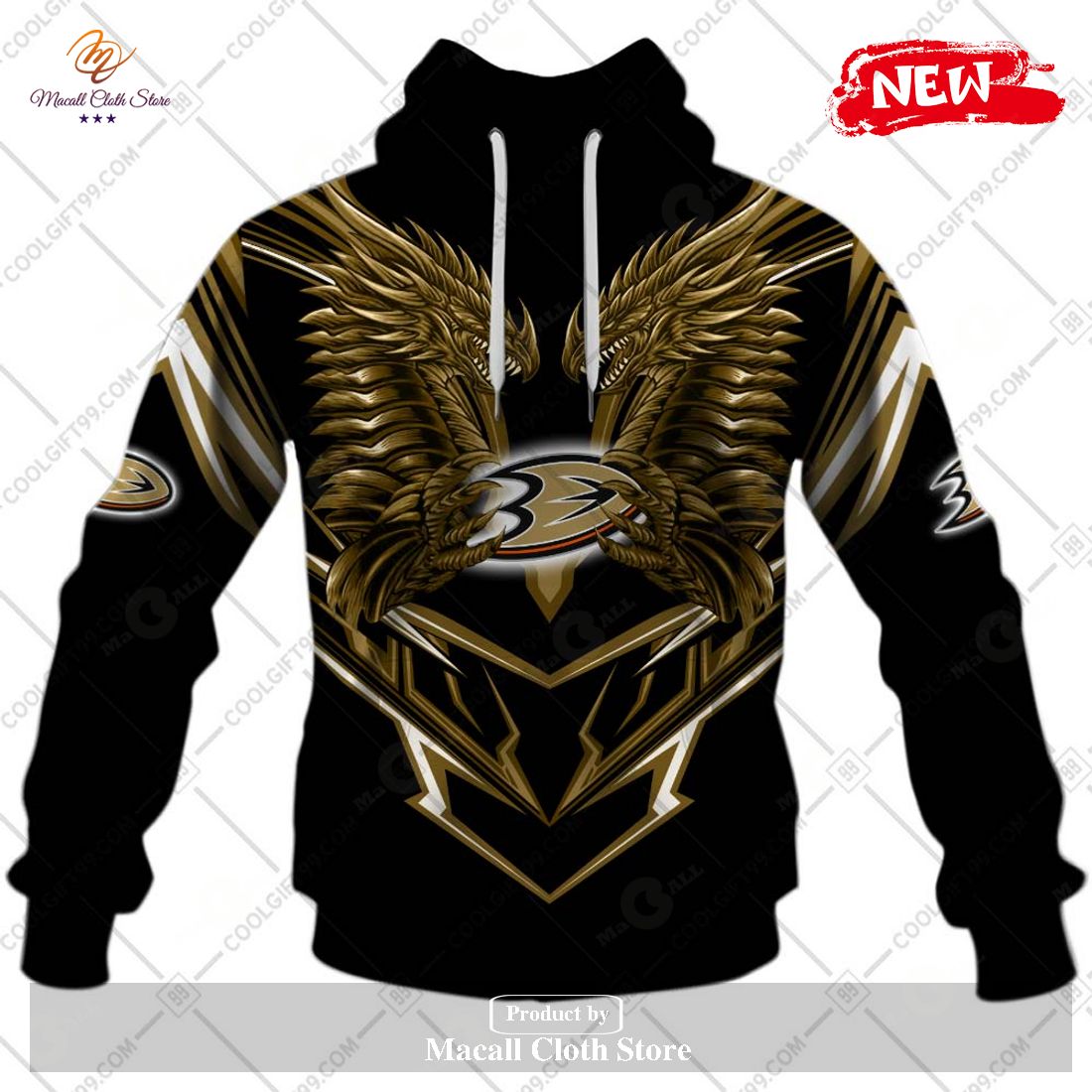 Personalized NHL Anaheim Ducks Dragon Design Hoodie Sweatshirt 3D
