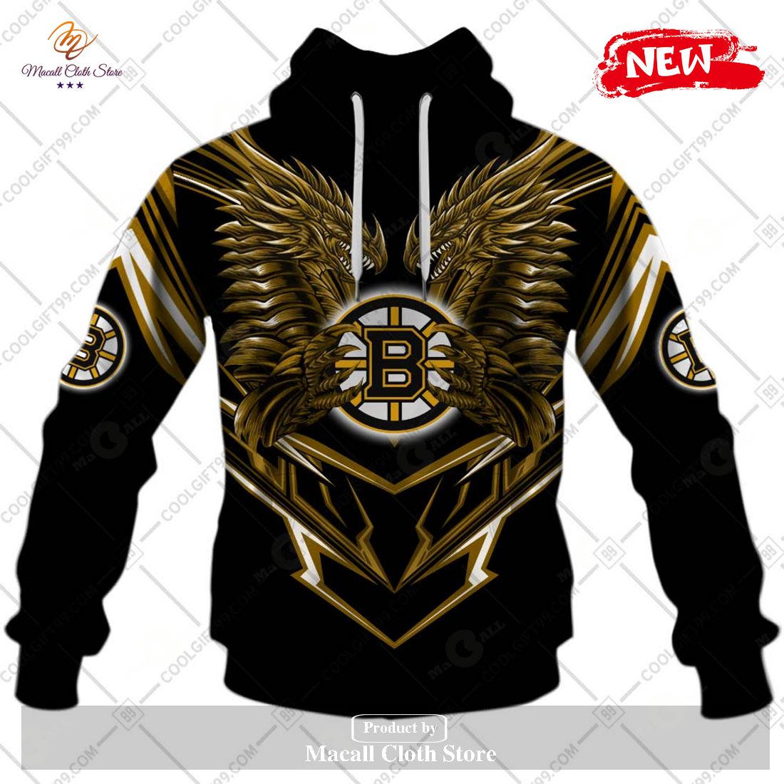 Personalized NHL Boston Bruins Dragon Design Hoodie Sweatshirt 3D