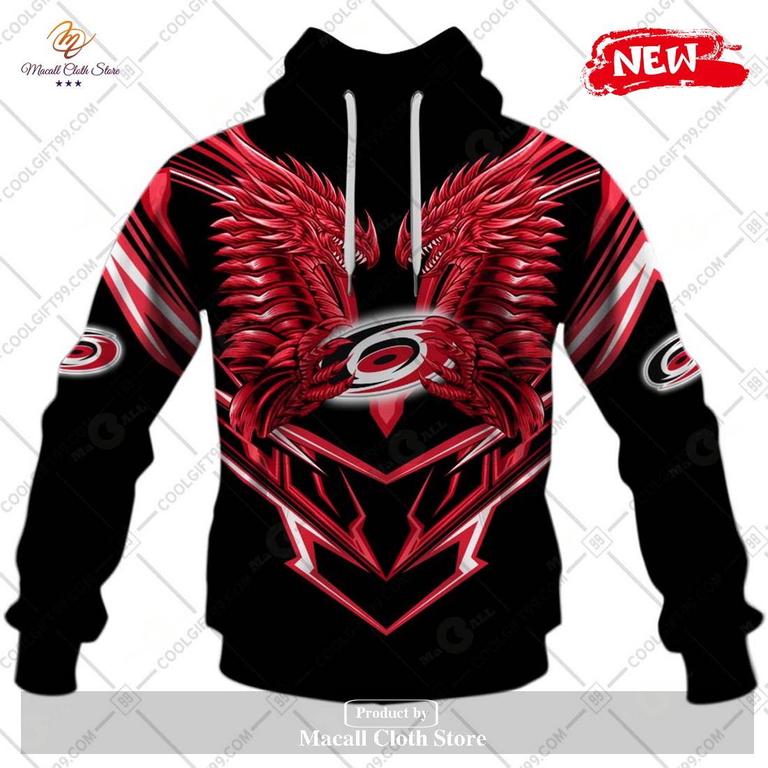 Personalized NHL Carolina Hurricanes Dragon Design Hoodie Sweatshirt 3D