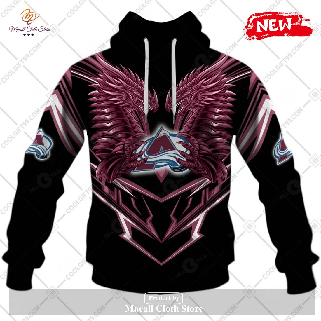 Personalized NHL Colorado Avalanche Dragon Design Hoodie Sweatshirt 3D