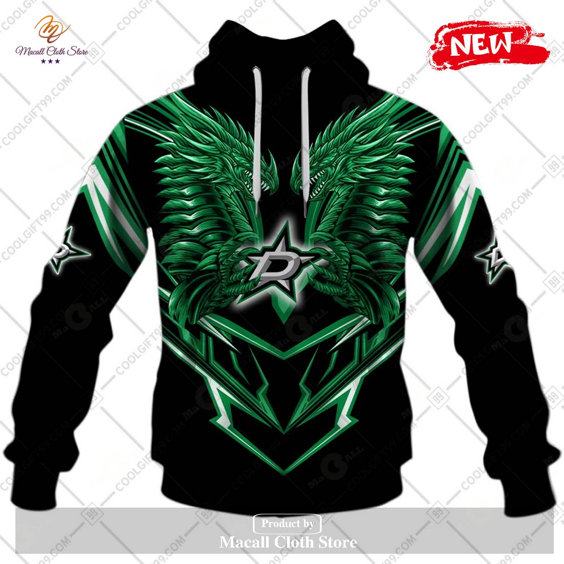 Personalized NHL Dallas Stars Dragon Design Hoodie Sweatshirt 3D