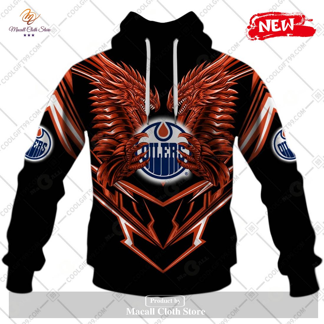 Personalized NHL Edmonton Oilers Dragon Design Hoodie Sweatshirt 3D