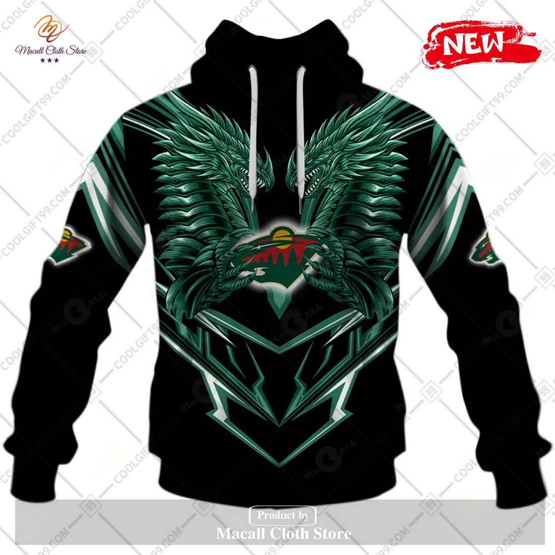 Personalized NHL Minnesota Wild Dragon Design Hoodie Sweatshirt 3D