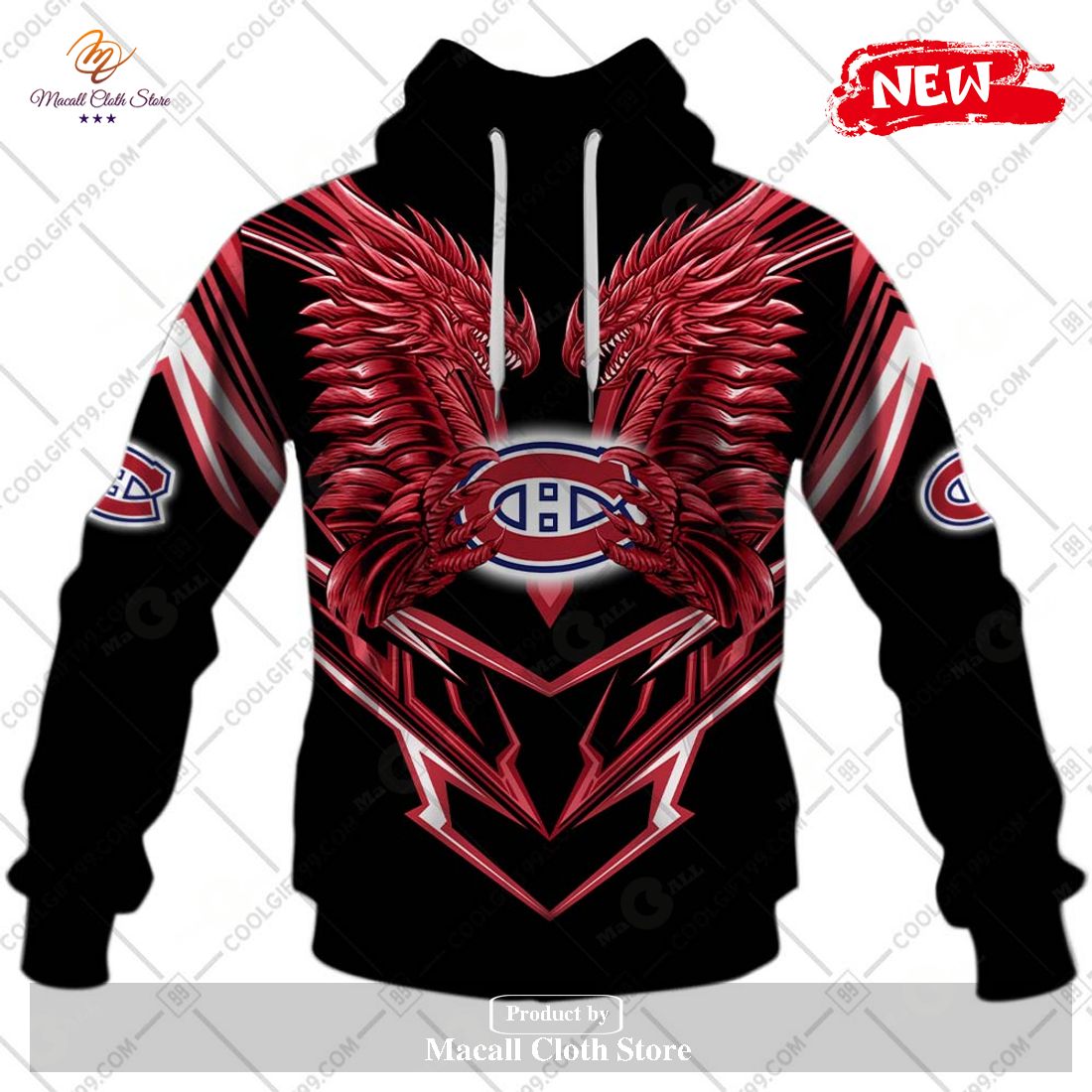 Personalized NHL Montreal Canadiens Dragon Design Hoodie Sweatshirt 3D