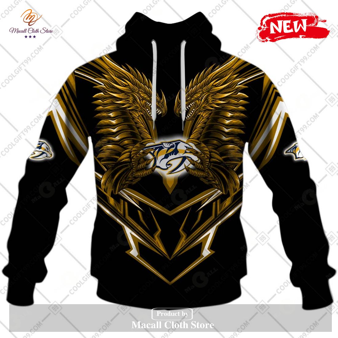 Personalized NHL Nashville Predators Dragon Design Hoodie Sweatshirt 3D