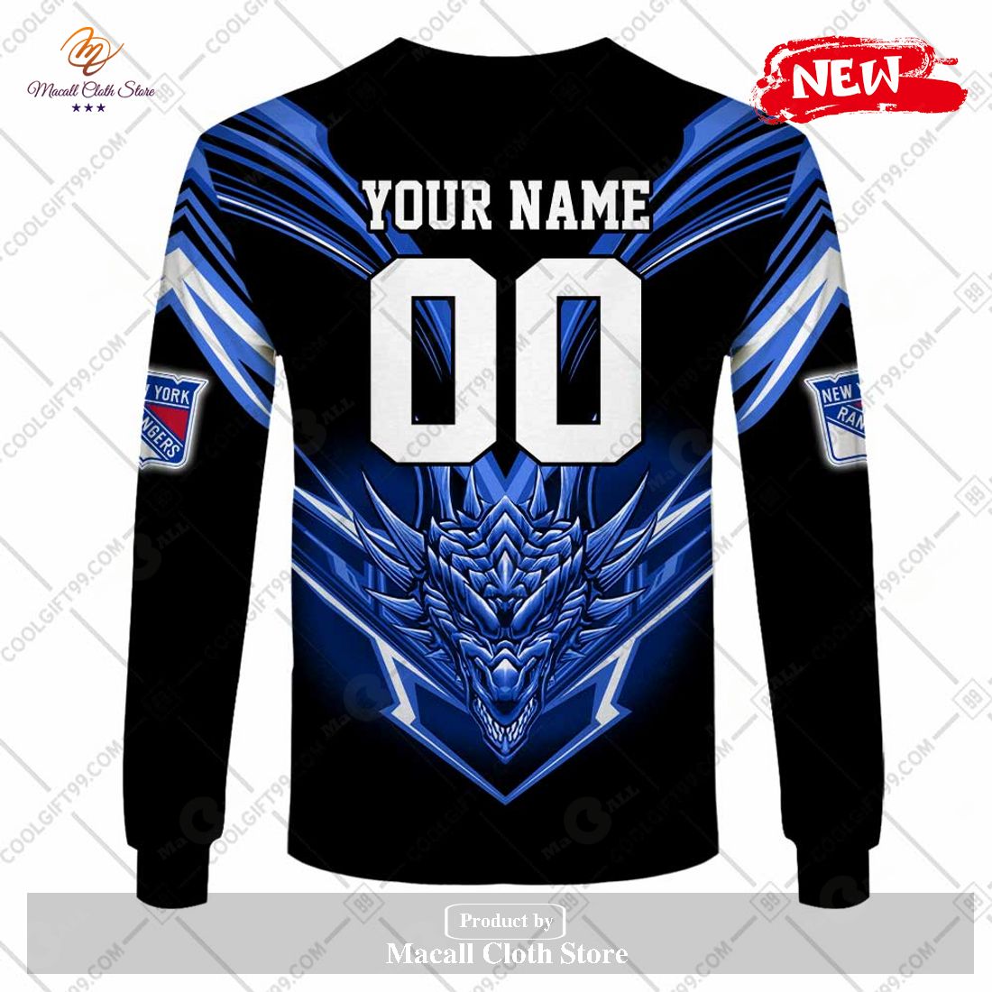 Personalized NHL New York Rangers Dragon Design Hoodie Sweatshirt 3D Personalized NHL New York Rangers Dragon Design Hoodie Sweatshirt 3D