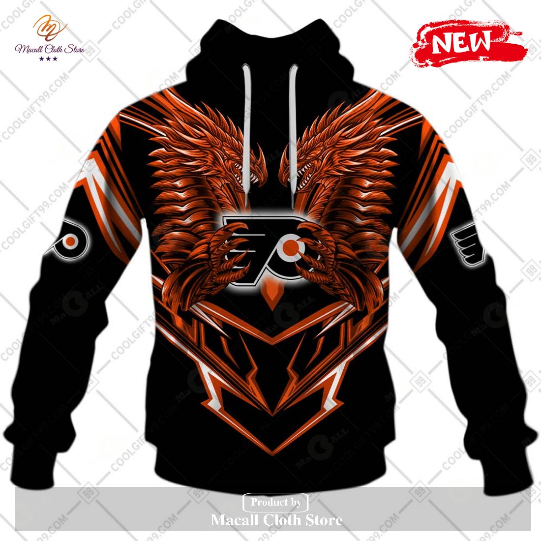 Personalized NHL Philadelphia Flyers Dragon Design Hoodie Sweatshirt 3D