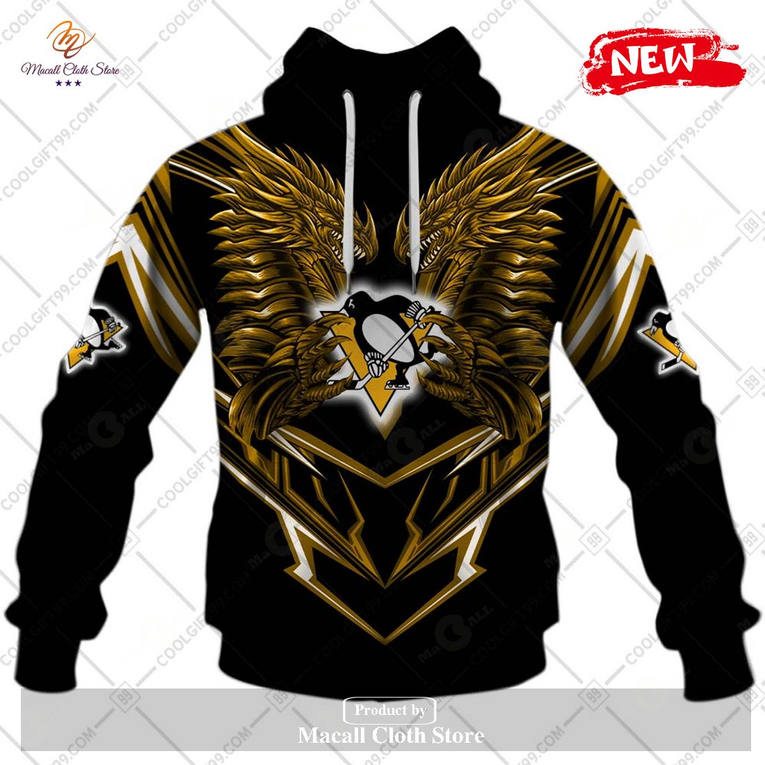Personalized NHL Pittsburgh Penguins Dragon Design Hoodie Sweatshirt 3D