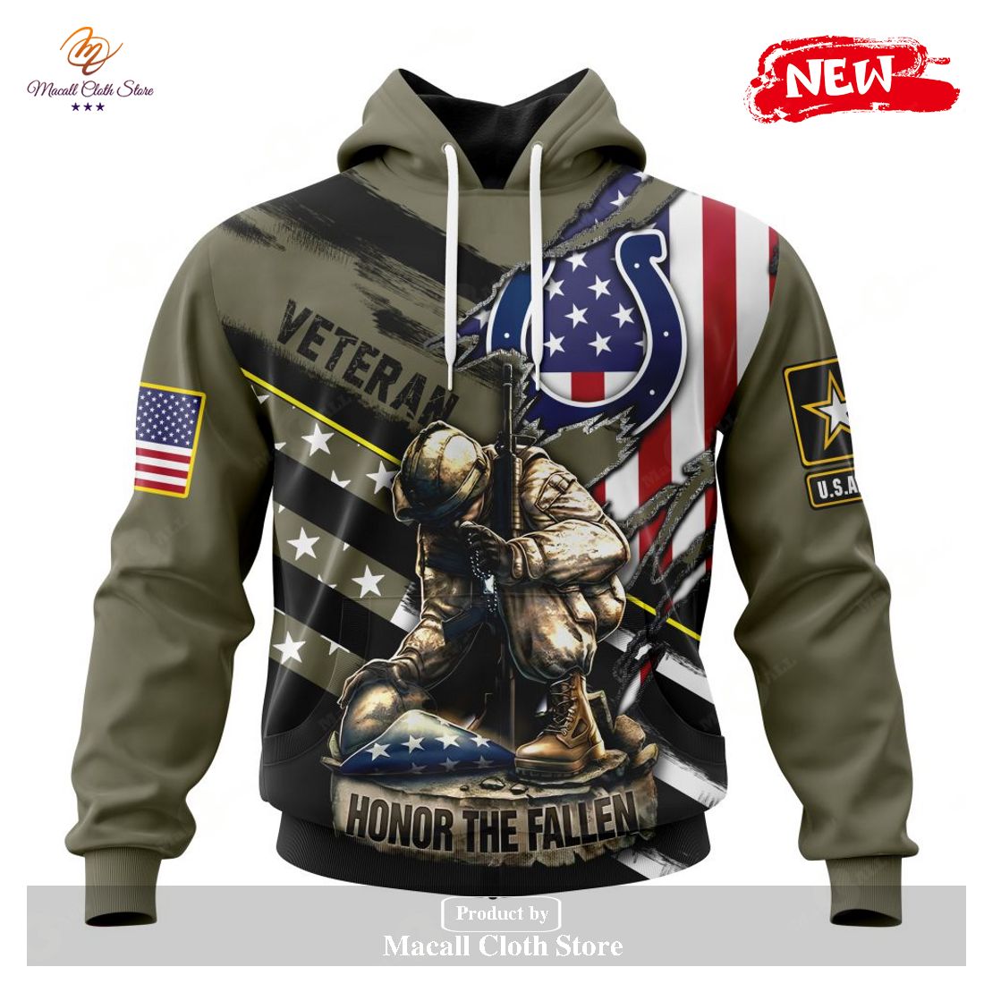 Personalized NFL Indianapolis Colts Honor Veterans Kneeling Soldier Design Hoodie Sweatshirt 3D Personalized NFL Indianapolis Colts Honor Veterans Kneeling Soldier Design Hoodie Sweatshirt 3D