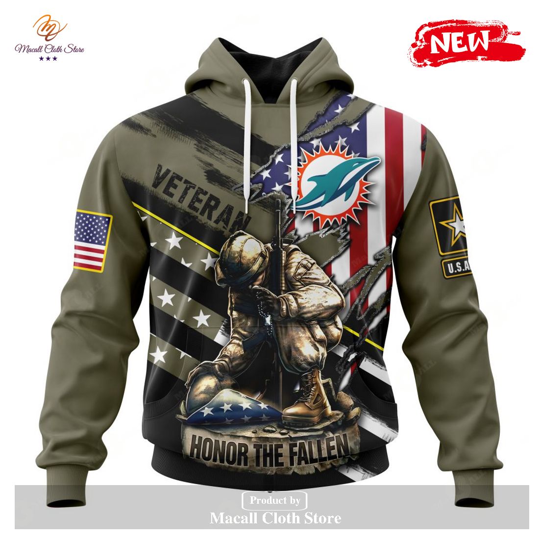 Personalized NFL Miami Dolphins Honor Veterans Kneeling Soldier Design Hoodie Sweatshirt 3D Personalized NFL Miami Dolphins Honor Veterans Kneeling Soldier Design Hoodie Sweatshirt 3D