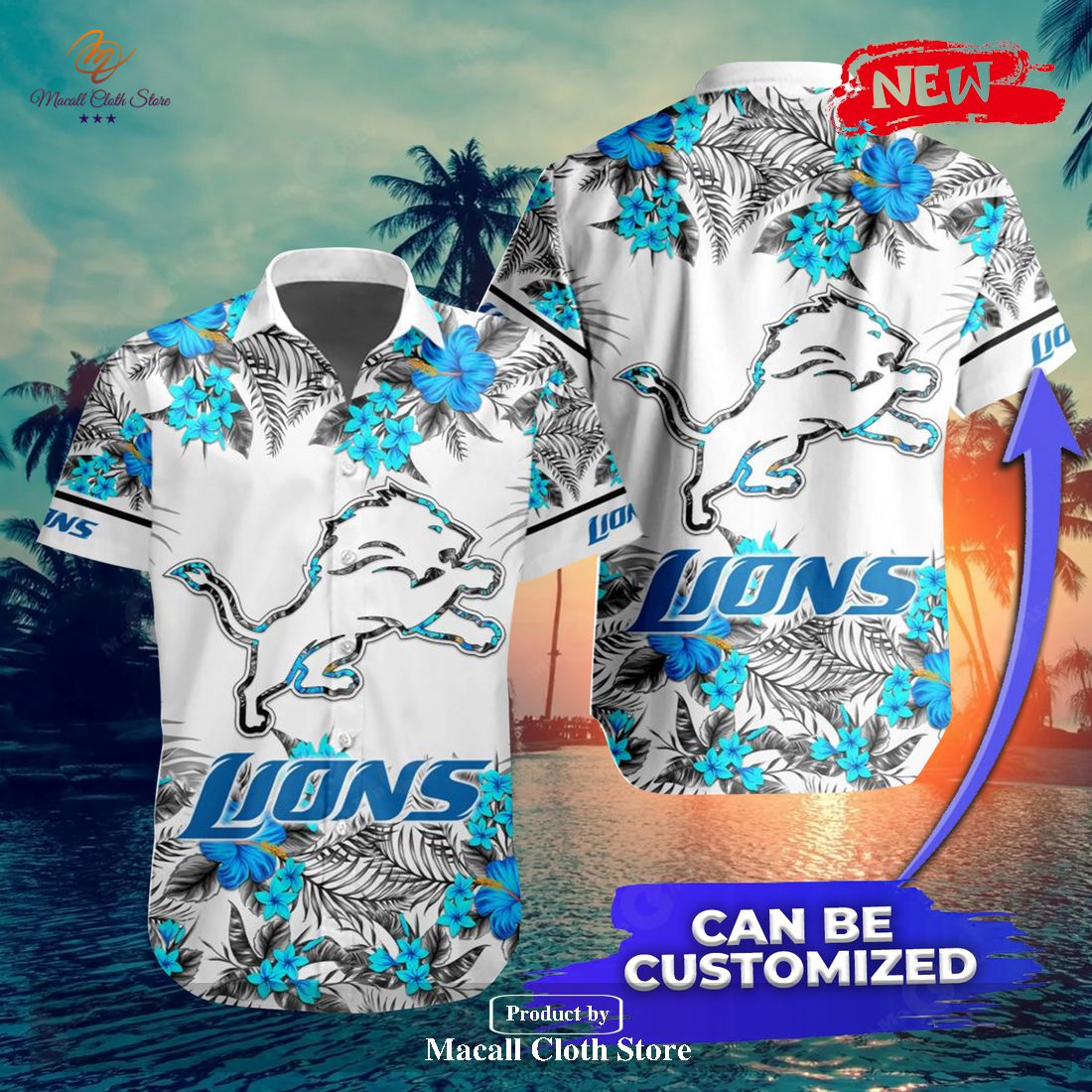 Detroit Lions NFL Team Football Custom Name Funny Tiki Summer Beach  Hawaiian Shirt - Banantees