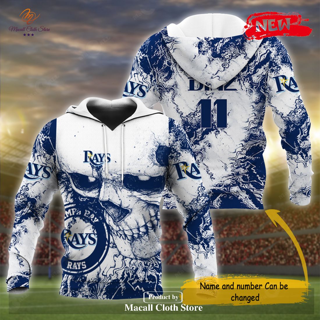 Tampa Bay Rays MLB Custom Number And Name 3D Hoodie For Men And