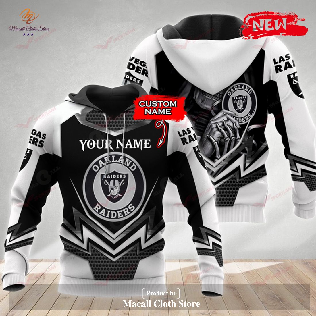 Personalized Name NFL Las Vegas Raiders 3D Skull Design Hoodie Sweatshirt 3D Personalized Name NFL Las Vegas Raiders 3D Skull Design Hoodie Sweatshirt 3D