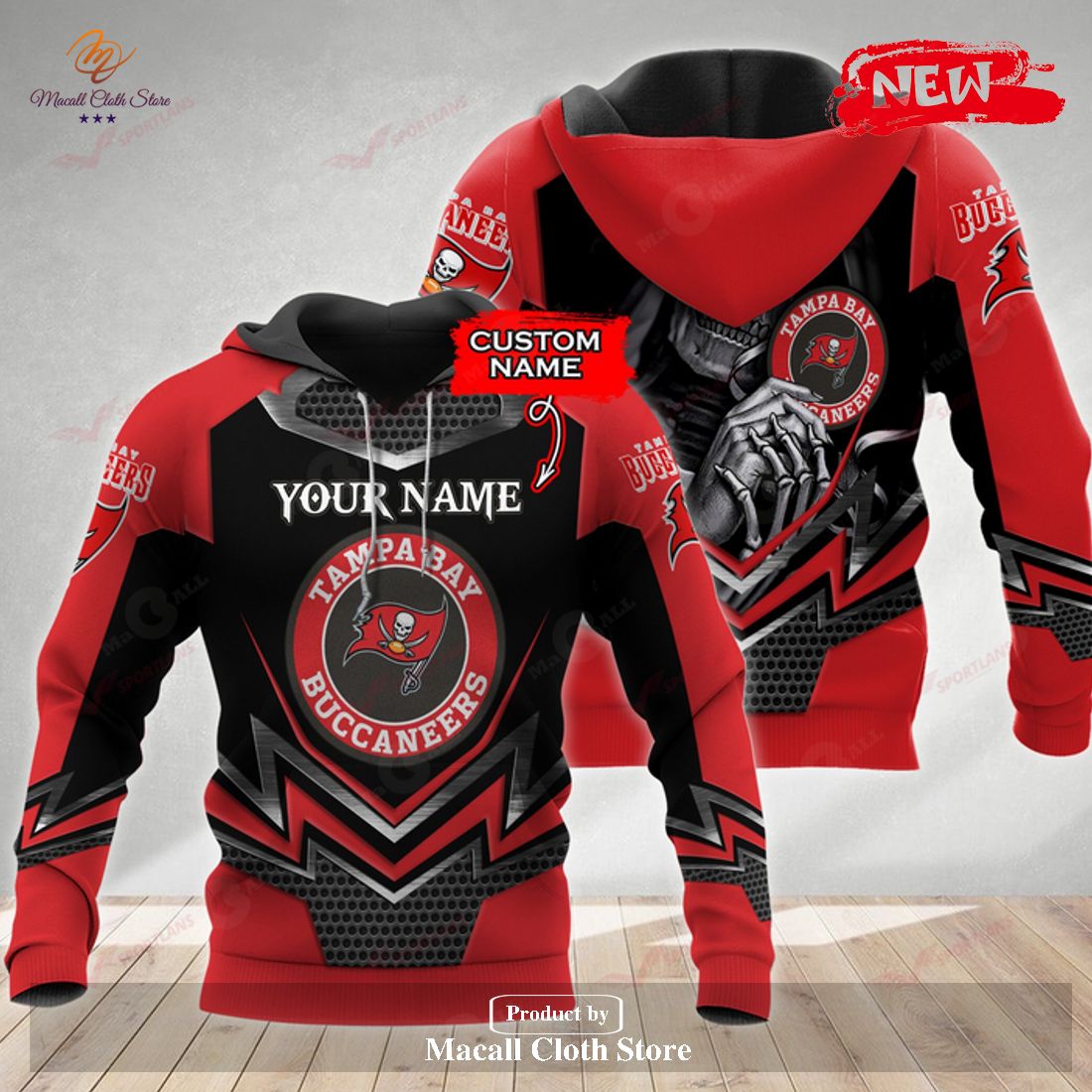 Personalized Name NFL Tampa Bay Buccaneers 3D Skull Design Hoodie Sweatshirt 3D Personalized Name NFL Tampa Bay Buccaneers 3D Skull Design Hoodie Sweatshirt 3D