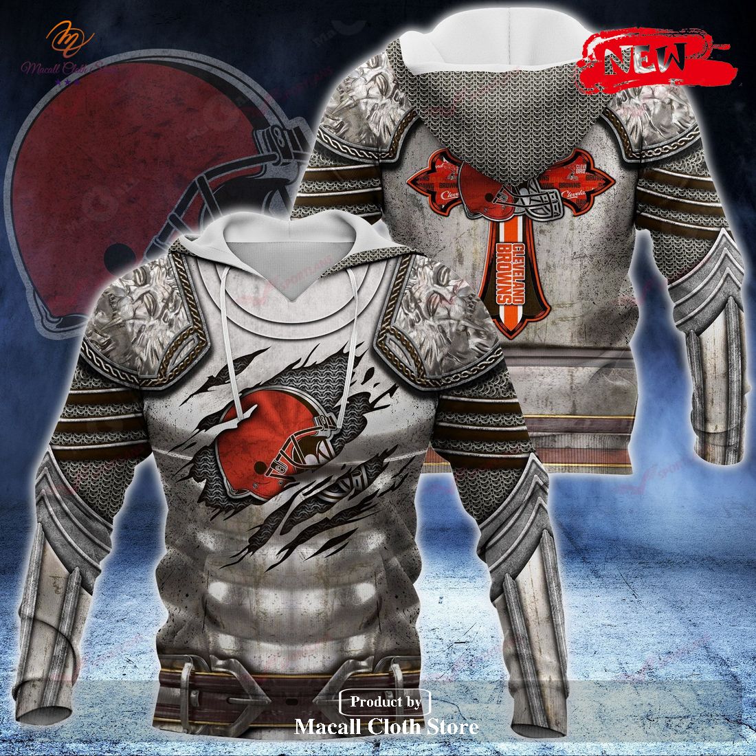 Cleveland Browns NFL Knight Templar Armor Hoodie Sweatshirt 3D Cleveland Browns NFL Knight Templar Armor Hoodie Sweatshirt 3D